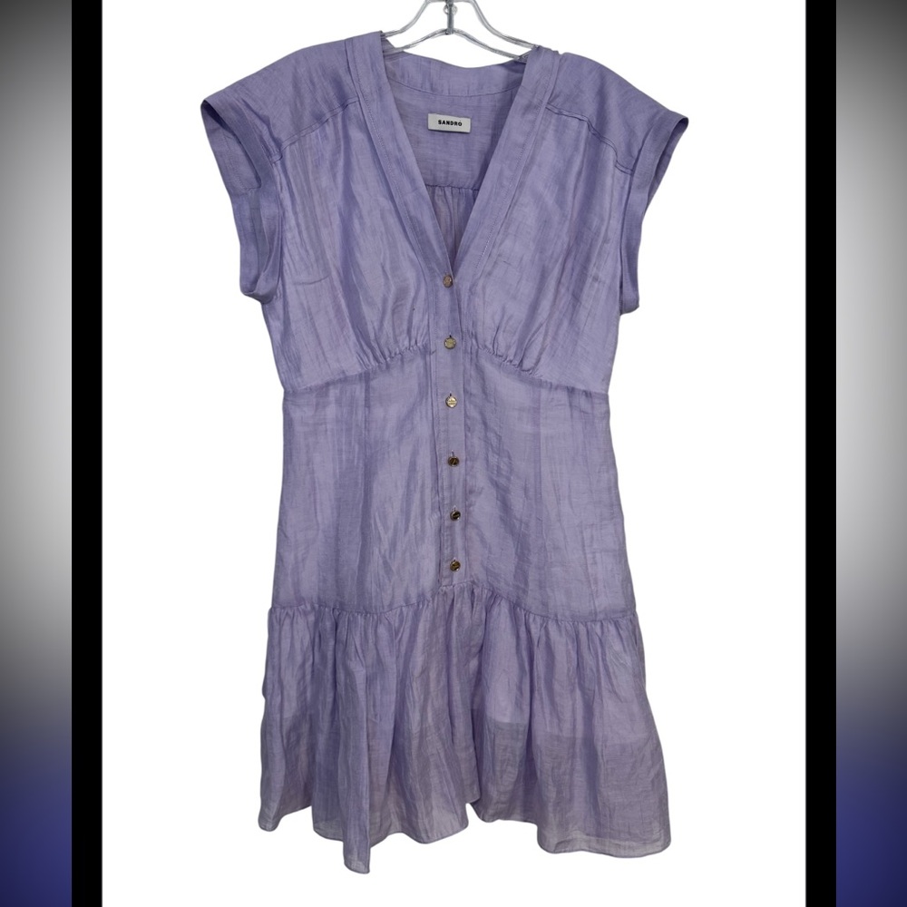 Sandro Lilac Button-Front Mini Dress - Picture 2 of 6